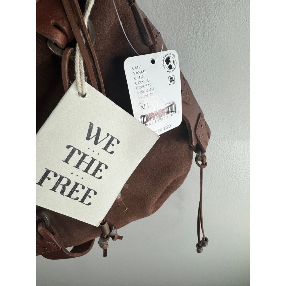 Free People We The Free Silvie Studded Sling Bag Crossbody Cognac NWT Leather - Picture 9 of 10